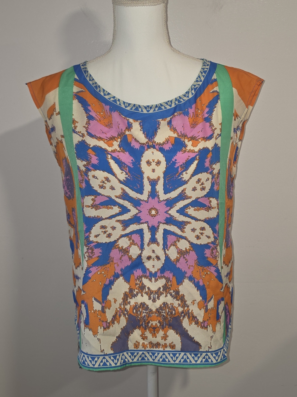 Jealous Tomato Colorful Boho Cap Sleeve Blouse Women's Size Small